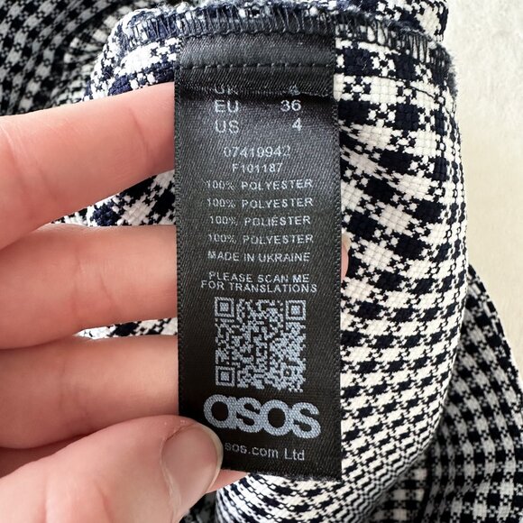 ASOS Woven Mini Skirt Black and White Checker Gingham Plaid - Size 4 (Small) - Picture 6 of 10